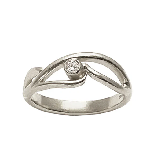Heiring - Lumi, Offener und curvy silber Ring mit Zirkonia