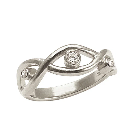 Heiring - Lumi, gedrehter silber Ring mit 3 Zirkonia