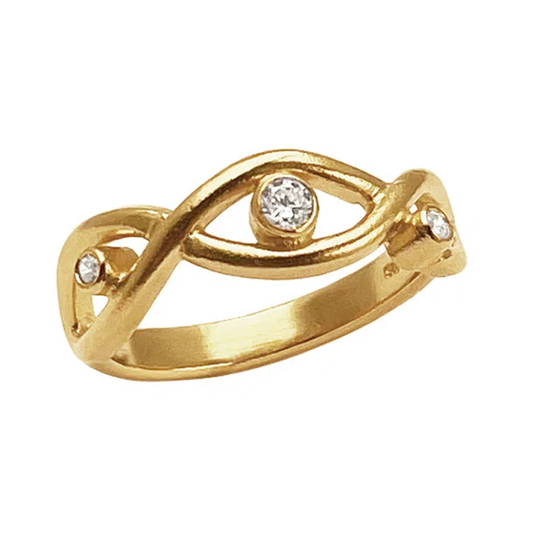 Heiring - Lumi, gedrehter Ring mit 3 Zirkonia