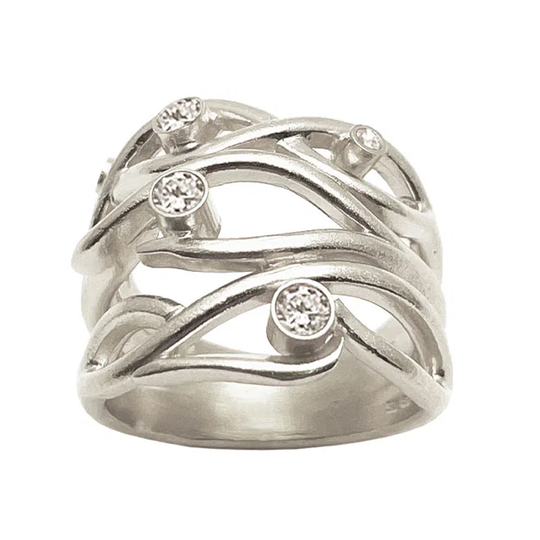 Heiring - Lumi, Large curvy  silber Ring mit Zirkonia