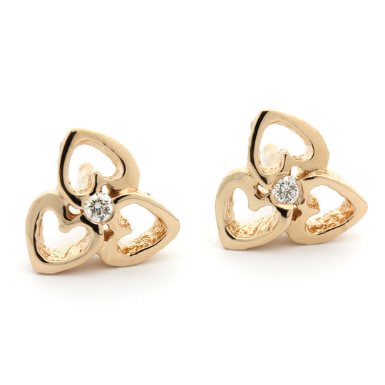 Per Borup - Heart earstuds in gold with diamond