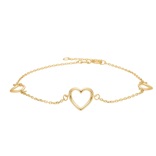 Siersbøl - Heart 8kt. gold bracelet with open hearts