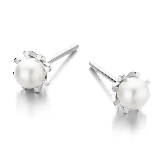 Spirit Icons - Emily, silver Pearl earrings, 6mm