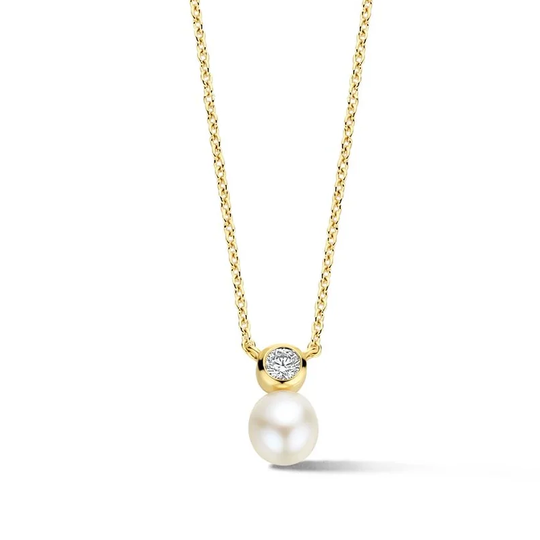 Spirit Icons -  Swan, necklace with pearl and zirconia