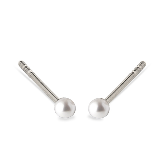 Jeberg - Petite silver pearl earstuds, 3mm