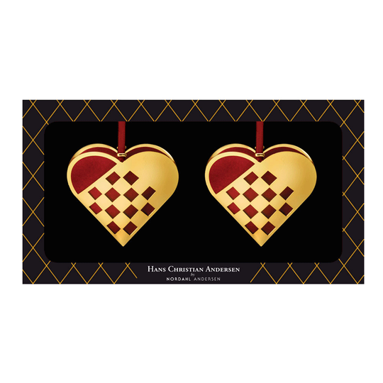 HC Andersen - 2pcs Braided Christmas Heart, 8cm