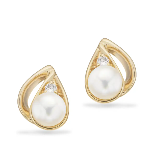 Scrouples - Gold pearl earrings with white pearls