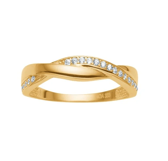 Siersbøl - Goldring mit geschwungenem Design und Zirkonia