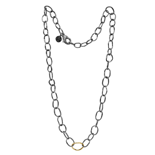 By Birdie - Apollo large necklace, black silver with gold