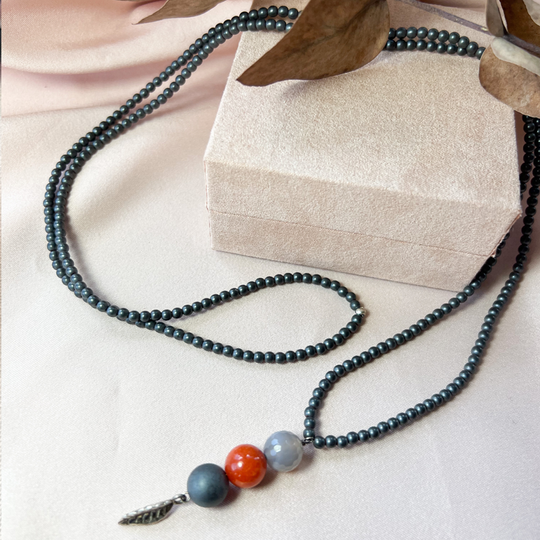 Little Pearlie - Manzana, long stone necklace, 90cm