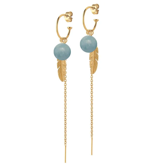 Heiring - Hoop Feather earrings with blue jade