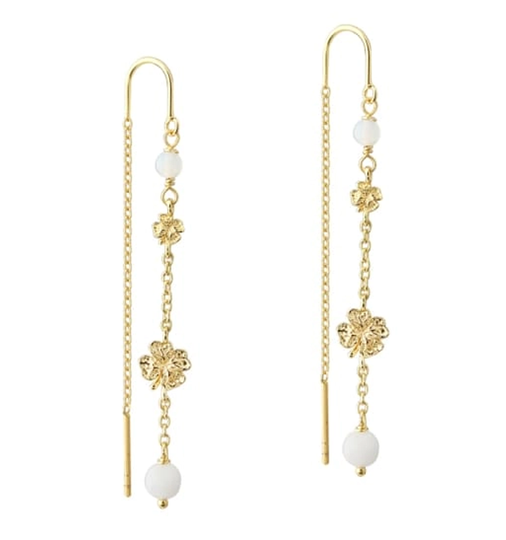 Aqua Dulce - Clover, long chain clover Earrings