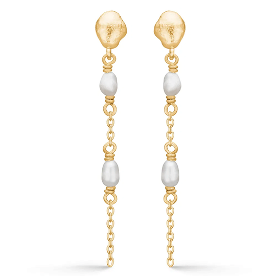 Studio Z - Perma, long chain earrings with pearls