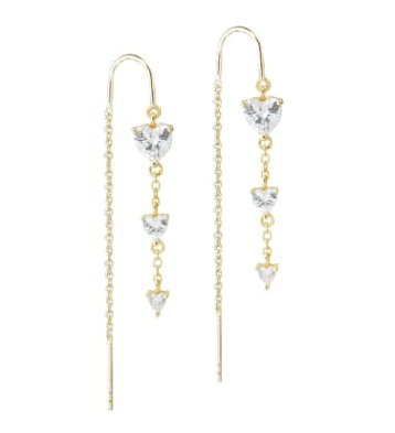 Aqua Dulce - Vida, long chain heart Earrings