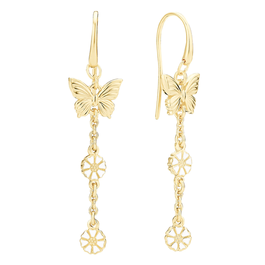 Lund - Long Butterfly Daisy dangle earrings