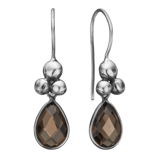 By Birdie - Rose Buds Drop Ohrringe mit Rauchquarz