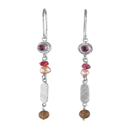 SFB - Silver Earhangers with amethysts and pearls