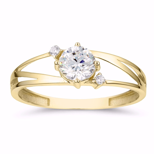  G&S - Zarter Goldring mit drei weißen Zirkonia
