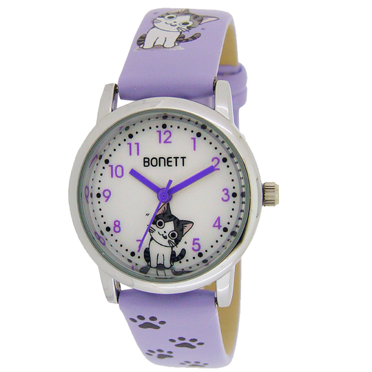 Bonett - Purple girls watch with cats