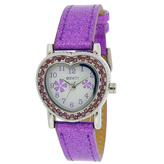 Bonett - Purple girls watch with heart dial