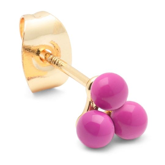 LULU Copenhagen - Trio Ball Stud, Electric Fuchsia Pink