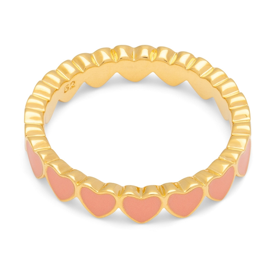LULU - Burnt coral Hearts enamel ring