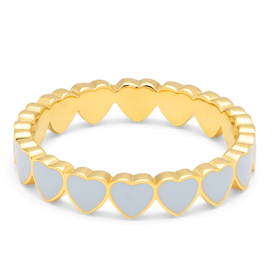 LULU - Gold Herz ring mit hellblaue Emaille