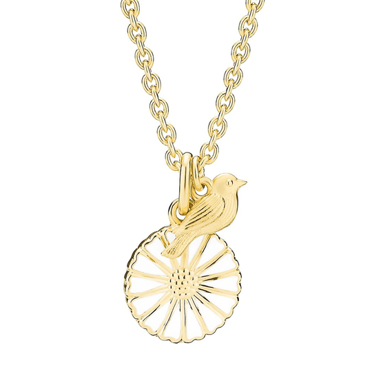 Lund - Daisy pendant, enamel and bird