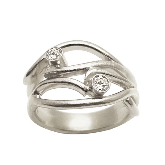 Heiring - Lumi, Offener und curvy medium silber Ring mit Zirkonia