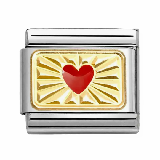 Nomination - Guld led med diamantmønster og hjerte