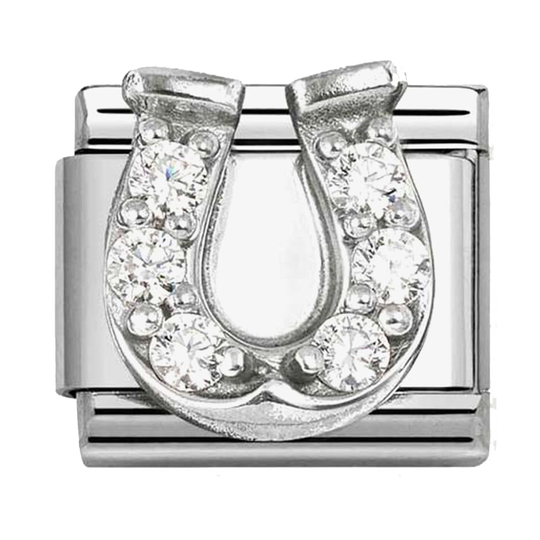 Nomination - Stor sølv hestesko med pavé zirkonia
