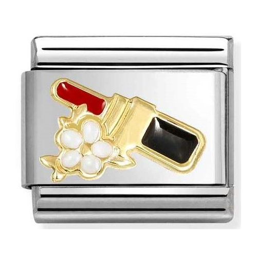 Nomination - Rød læbestift med en hvid blomst led