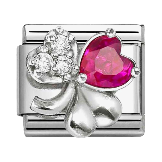 Nomination - Trekløver med rødt hjerte i sølv