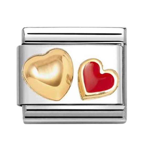 Nomination - Guldhjertecharm med rødt hjerte 