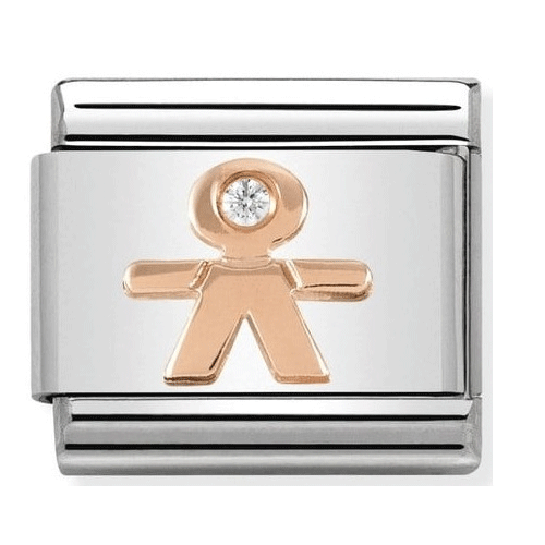 Nomination - Lille dreng, rosaguld med zirkonia