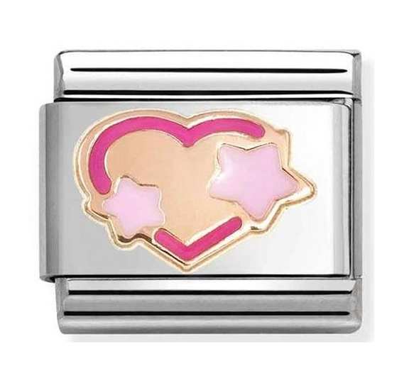 Nomination - Rosaguld med pink hjerte og stjerner