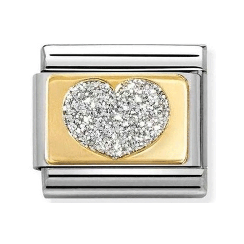 Nomination - Glitter hjerte med masser af guld