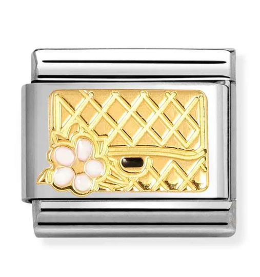 Nomination - Guld taske led med blomst