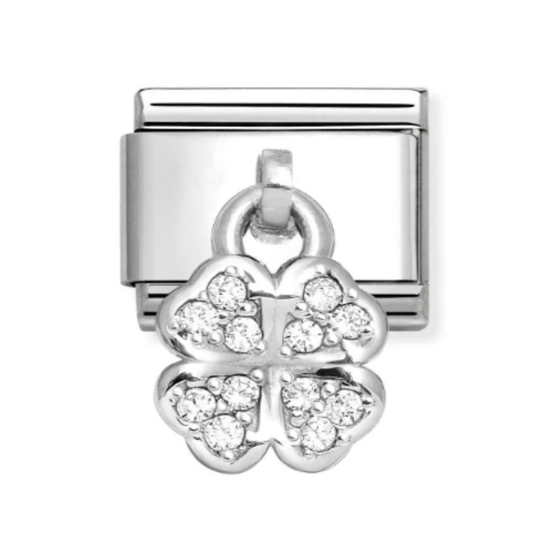 Nomination - Hvid firkløver led i sølv