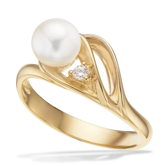 Scrouples - Gold Ring white Freshwater Pearl