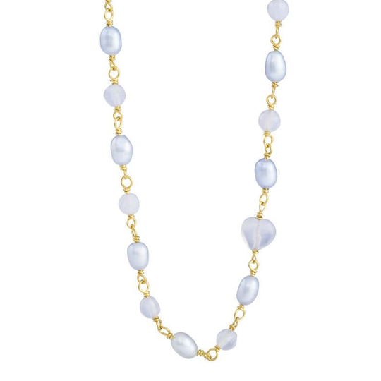 SFB - Chain with calcedony and light blue pearls