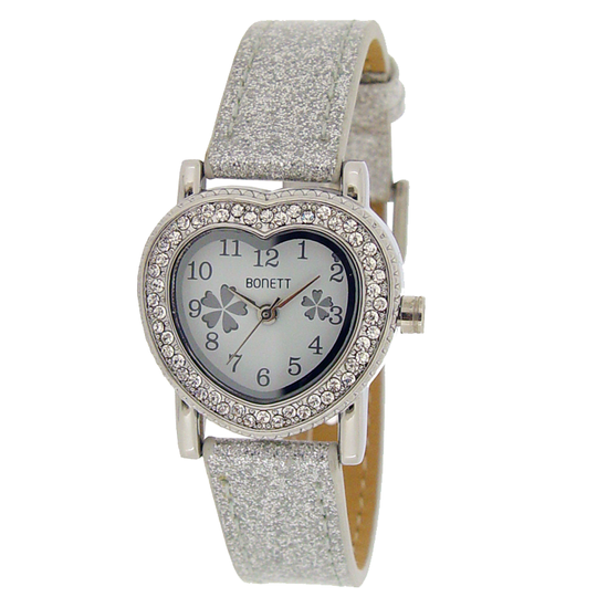Bonett - White girls watch with heart dial
