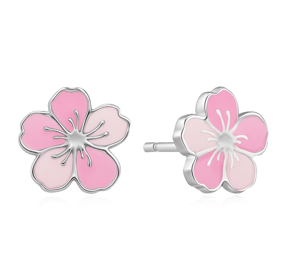 Støvring - Pink Blumen Ohrringe in silber