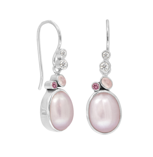 Rabinovich - Passion Pink, lange rosa silber Perlenohrringe