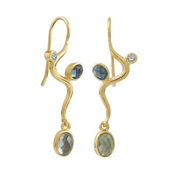 Rabinovich - Blend of Blue, large gold plated earrings