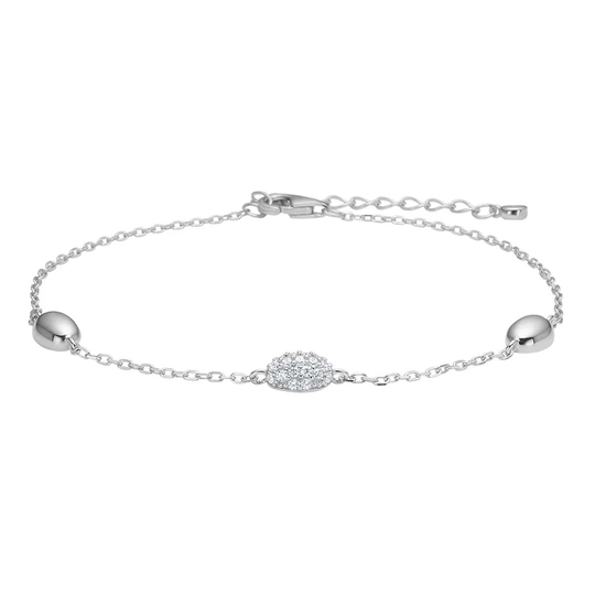 Joanli Nor - RebeccaNor, silver bracelet with tube and zirconia