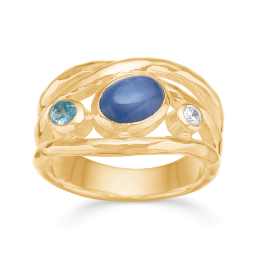 Rabinovich - Frosty Blue, Vergoldeter Ring mit Kyanit und blauem Topas