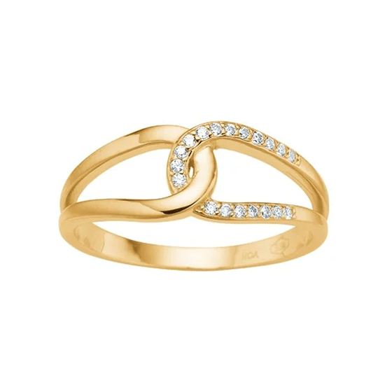 Siersbøl - 8 Karat breit Goldring mit weißen Zirkonia