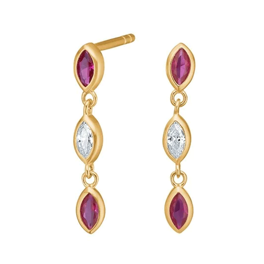 Siersbøl - Ohrhänger aus 8 Karat Gold mit Rubin und Zirkonia