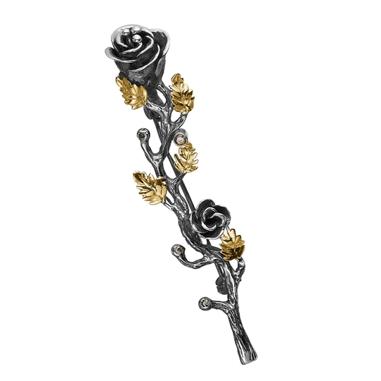 By Birdie - Aphrodite, grosse Rose Brosche mit Diamanten